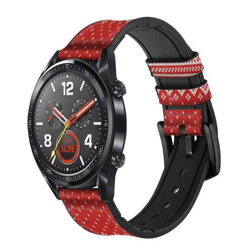 CA0688 Winter Seamless Knitting Pattern Leather & Silicone Smart Watch Band Strap For Wristwatch Smartwatch