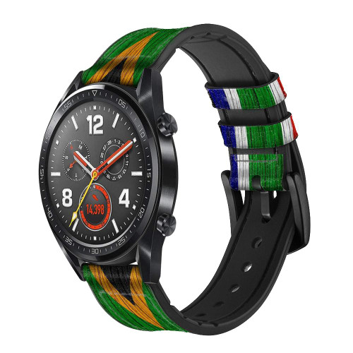 CA0760 South Africa Flag Leather & Silicone Smart Watch Band Strap For Wristwatch Smartwatch