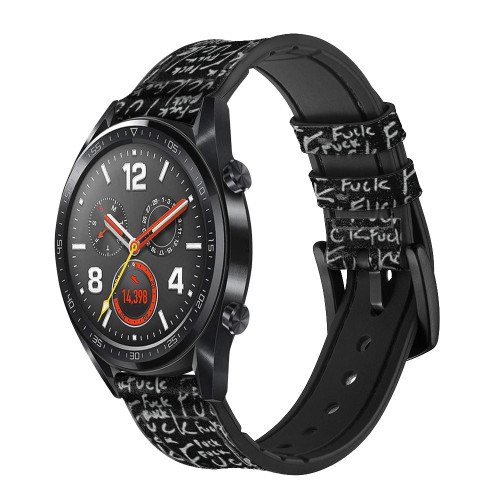 CA0773 Funny Words Blackboard Leather & Silicone Smart Watch Band Strap For Wristwatch Smartwatch