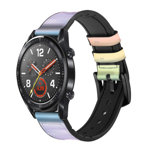 CA0798 Colorful Rainbow Pastel Leather & Silicone Smart Watch Band Strap For Wristwatch Smartwatch
