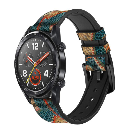 CA0824 Dragon Cloud Painting Leather & Silicone Smart Watch Band Strap For Wristwatch Smartwatch