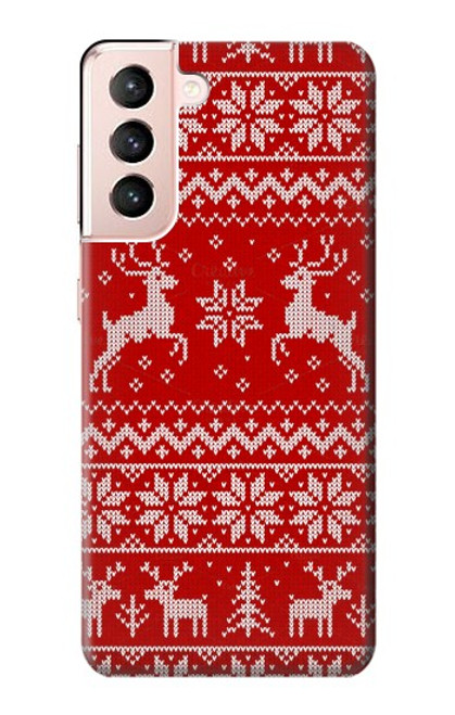 S2835 Christmas Reindeer Knitted Pattern Case For Samsung Galaxy S21 5G