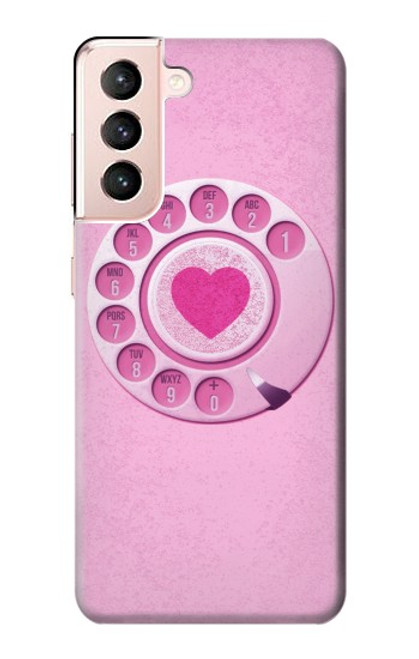 S2847 Pink Retro Rotary Phone Case For Samsung Galaxy S21 5G