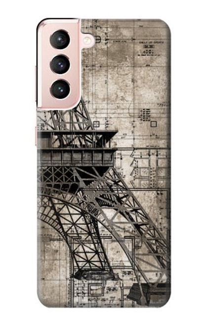 S3416 Eiffel Tower Blueprint Case For Samsung Galaxy S21 5G