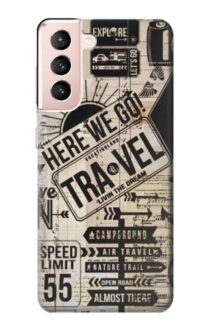 S3441 Vintage Travel Case For Samsung Galaxy S21 5G