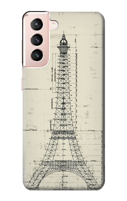 S3474 Eiffel Architectural Drawing Case For Samsung Galaxy S21 5G