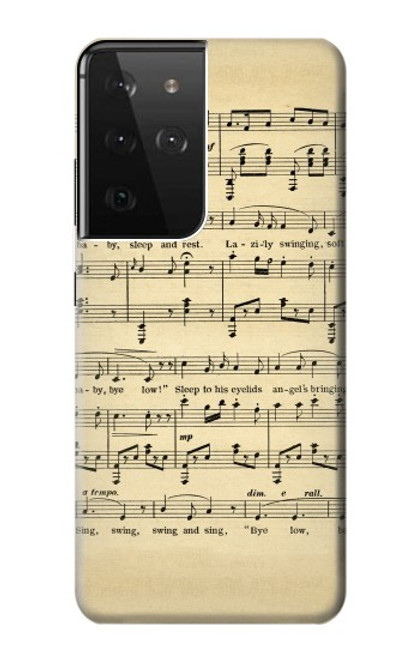 S2504 Vintage Music Sheet Case For Samsung Galaxy S21 Ultra 5G