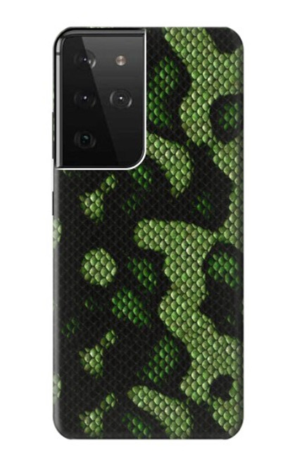 S2877 Green Snake Skin Graphic Printed Case For Samsung Galaxy S21 Ultra 5G