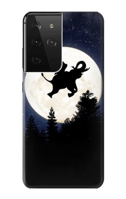S3323 Flying Elephant Full Moon Night Case For Samsung Galaxy S21 Ultra 5G