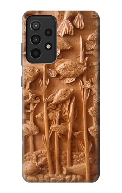S1307 Fish Wood Carving Graphic Printed Case For Samsung Galaxy A52, Galaxy A52 5G