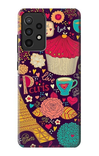 S2353 Paris Cartoon Vintage Pattern Case For Samsung Galaxy A52, Galaxy A52 5G