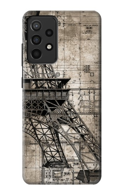 S3416 Eiffel Tower Blueprint Case For Samsung Galaxy A52, Galaxy A52 5G