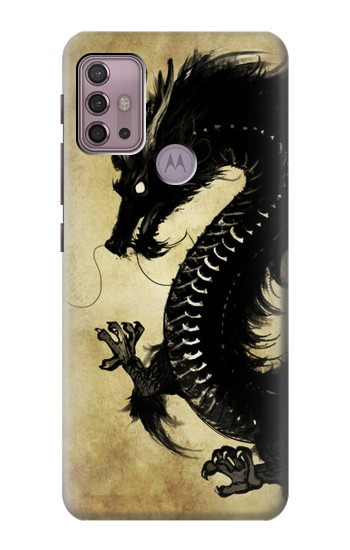 S1482 Black Dragon Painting Case For Motorola Moto G30, G20, G10