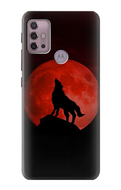 S2955 Wolf Howling Red Moon Case For Motorola Moto G30, G20, G10