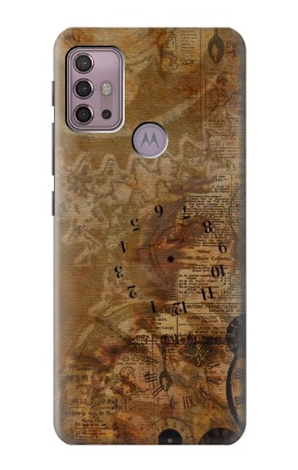 S3456 Vintage Paper Clock Steampunk Case For Motorola Moto G30, G20, G10