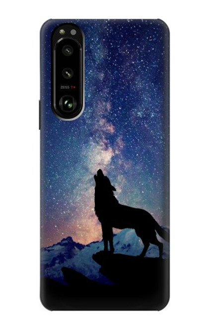 S3555 Wolf Howling Million Star Case For Sony Xperia 5 III