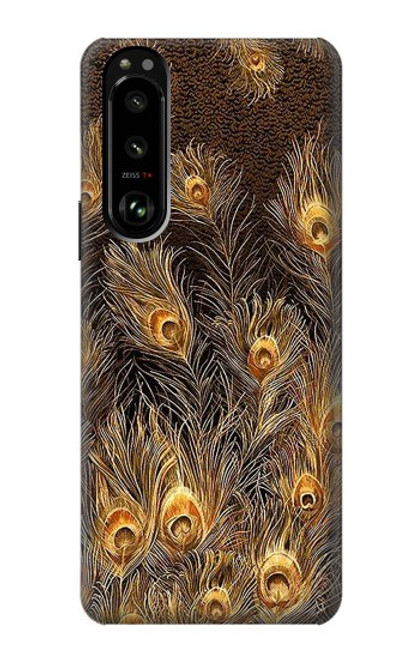 S3691 Gold Peacock Feather Case For Sony Xperia 5 III