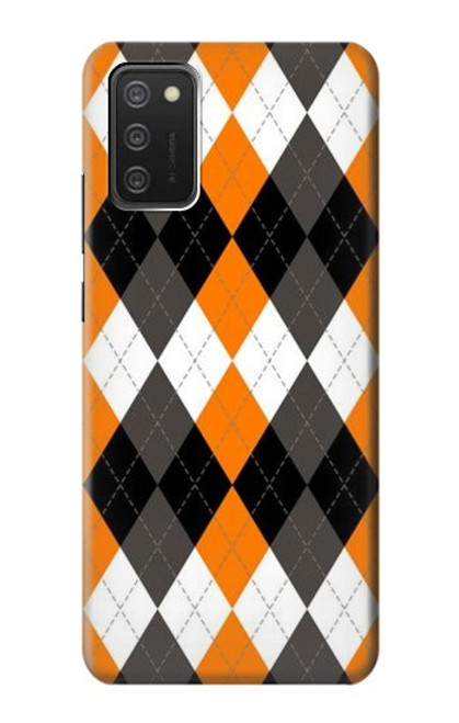 S3421 Black Orange White Argyle Plaid Case For Samsung Galaxy A03S