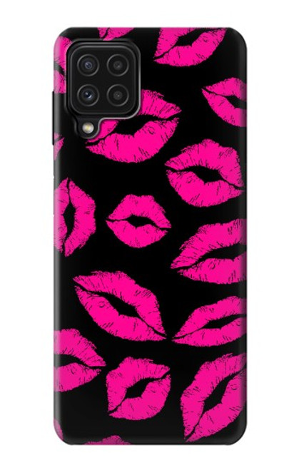 S2933 Pink Lips Kisses on Black Case For Samsung Galaxy A22 4G