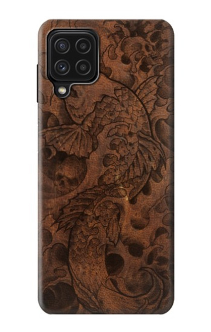 S3405 Fish Tattoo Leather Graphic Print Case For Samsung Galaxy A22 4G