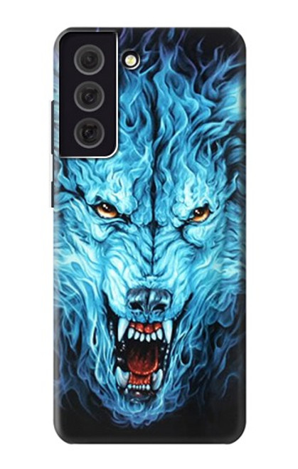 S0752 Blue Fire Grim Wolf Case For Samsung Galaxy S21 FE 5G