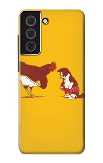 S1093 Rooster and Cat Joke Case For Samsung Galaxy S21 FE 5G