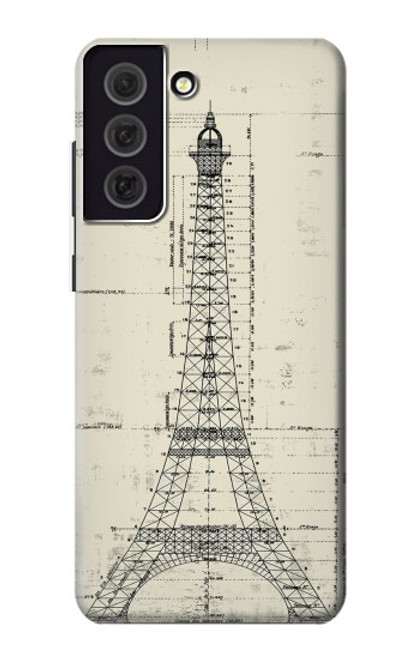 S3474 Eiffel Architectural Drawing Case For Samsung Galaxy S21 FE 5G