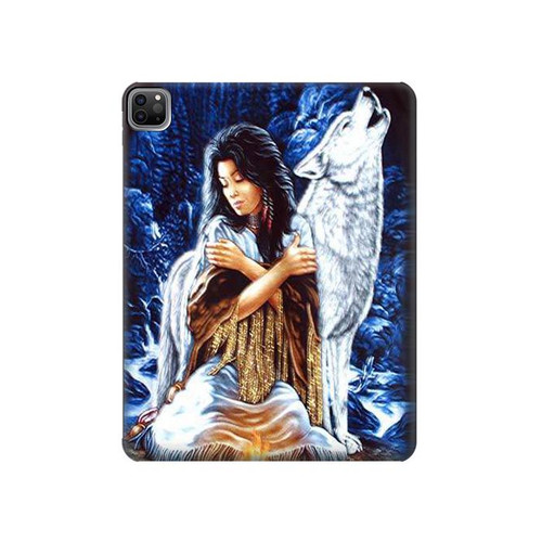 S0147 Grim Wolf Indian Girl Hard Case For iPad Pro 12.9 (2022,2021,2020,2018, 3rd, 4th, 5th, 6th)