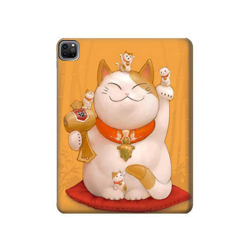 S1217 Maneki Neko Lucky Cat Hard Case For iPad Pro 12.9 (2022, 2021, 2020, 2018), Air 13 (2024)