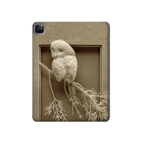 S1386 Paper Sculpture Owl Hard Case For iPad Pro 12.9 (2022,2021,2020,2018, 3rd, 4th, 5th, 6th)