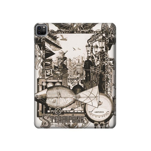 S1681 Steampunk Drawing Hard Case For iPad Pro 12.9 (2022,2021,2020,2018, 3rd, 4th, 5th, 6th)