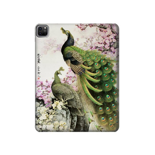 S2773 Peacock Chinese Brush Painting Hard Case For iPad Pro 12.9 (2022,2021,2020,2018, 3rd, 4th, 5th, 6th)