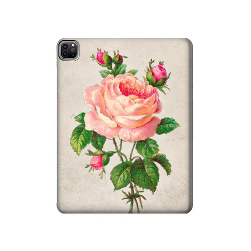 S3079 Vintage Pink Rose Hard Case For iPad Pro 12.9 (2022,2021,2020,2018, 3rd, 4th, 5th, 6th)