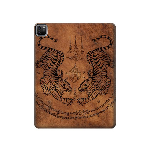 S3209 Sak Yant Twin Tiger Hard Case For iPad Pro 12.9 (2022,2021,2020,2018, 3rd, 4th, 5th, 6th)