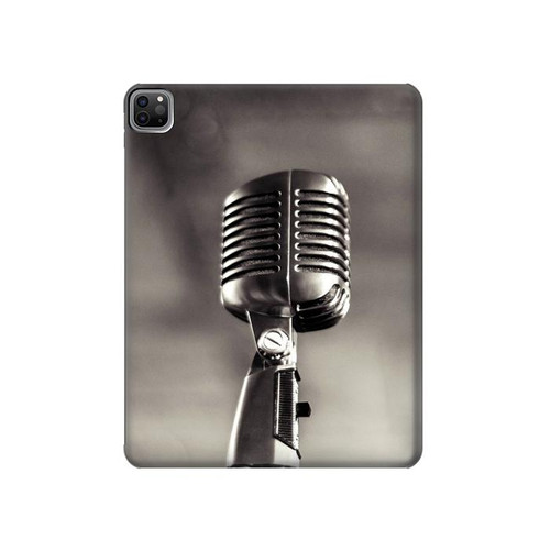 S3495 Vintage Microphone Hard Case For iPad Pro 12.9 (2022, 2021, 2020, 2018), Air 13 (2024)