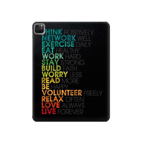 S3523 Think Positive Words Quotes Hard Case For iPad Pro 12.9 (2022,2021,2020,2018, 3rd, 4th, 5th, 6th)