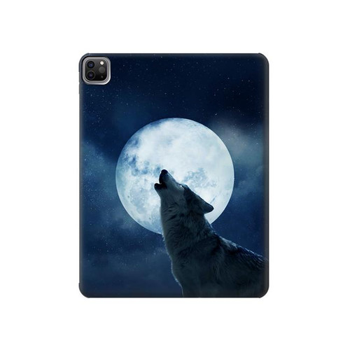 S3693 Grim White Wolf Full Moon Hard Case For iPad Pro 12.9 (2022,2021,2020,2018, 3rd, 4th, 5th, 6th)