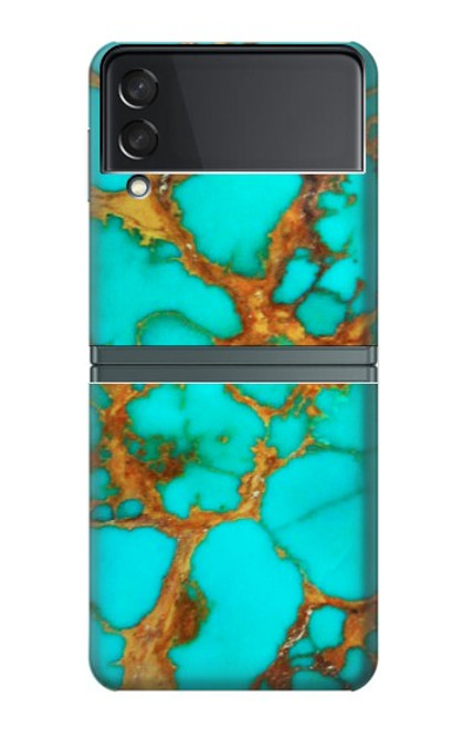 S2688 Aqua Copper Turquoise Gemstone Graphic Case For Samsung Galaxy Z Flip 3 5G
