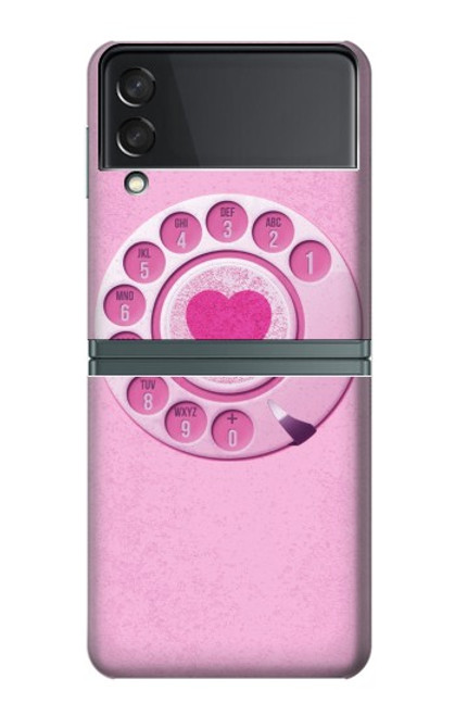 S2847 Pink Retro Rotary Phone Case For Samsung Galaxy Z Flip 3 5G