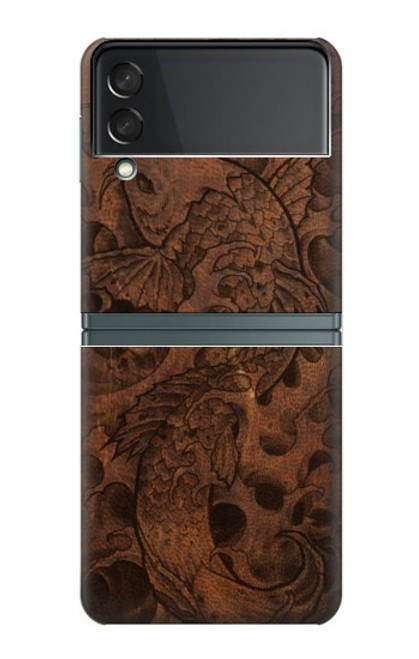 S3405 Fish Tattoo Leather Graphic Print Case For Samsung Galaxy Z Flip 3 5G