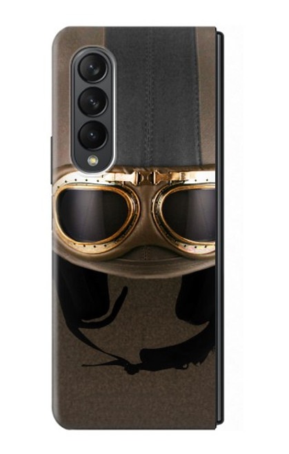 S2645 Vintage Brown Goggles Motorcycle Helmet Case For Samsung Galaxy Z Fold 3 5G