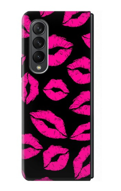 S2933 Pink Lips Kisses on Black Case For Samsung Galaxy Z Fold 3 5G
