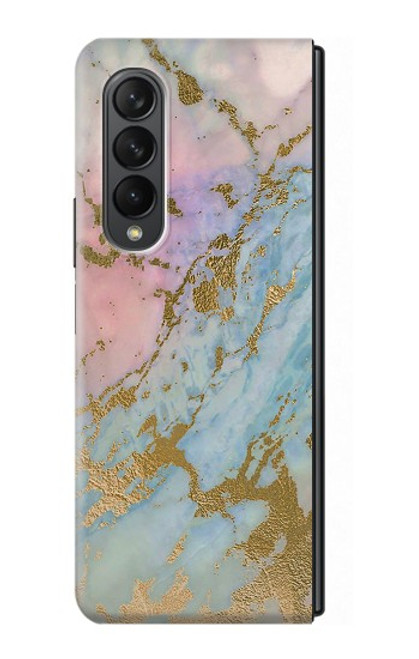 S3717 Rose Gold Blue Pastel Marble Graphic Printed Case For Samsung Galaxy Z Fold 3 5G