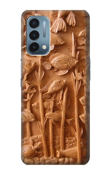 S1307 Fish Wood Carving Graphic Printed Case For OnePlus Nord N200 5G