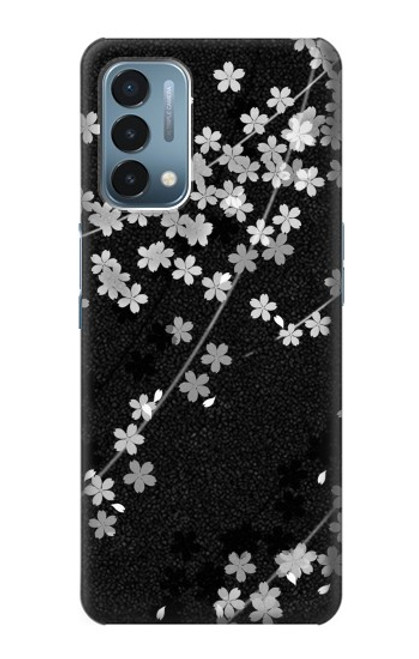 S2544 Japanese Kimono Style Black Flower Pattern Case For OnePlus Nord N200 5G