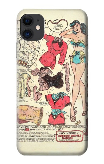 S3820 Vintage Cowgirl Fashion Paper Doll Case For iPhone 11