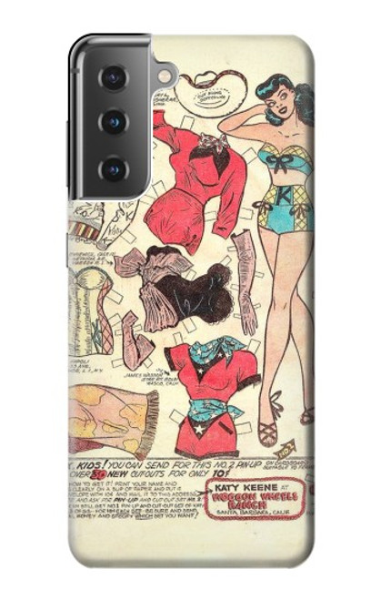 S3820 Vintage Cowgirl Fashion Paper Doll Case For Samsung Galaxy S21 Plus 5G, Galaxy S21+ 5G