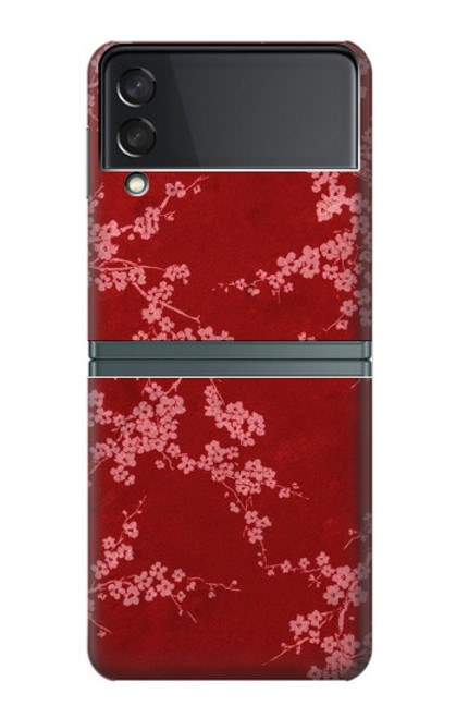 S3817 Red Floral Cherry blossom Pattern Case For Samsung Galaxy Z Flip 3 5G