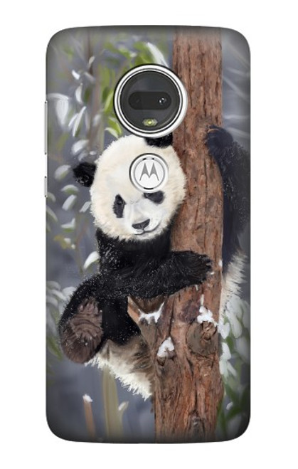 S3793 Cute Baby Panda Snow Painting Case For Motorola Moto G7, Moto G7 Plus