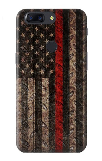 S3804 Fire Fighter Metal Red Line Flag Graphic Case For OnePlus 5T